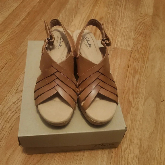 Clarks collection Gisele Ivy Tan Leather womans 7.5. Sandal platforms - Picture 4 of 6